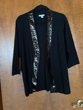 Mercer Street Studio Black Open Front Cardigan with Sequin Trim